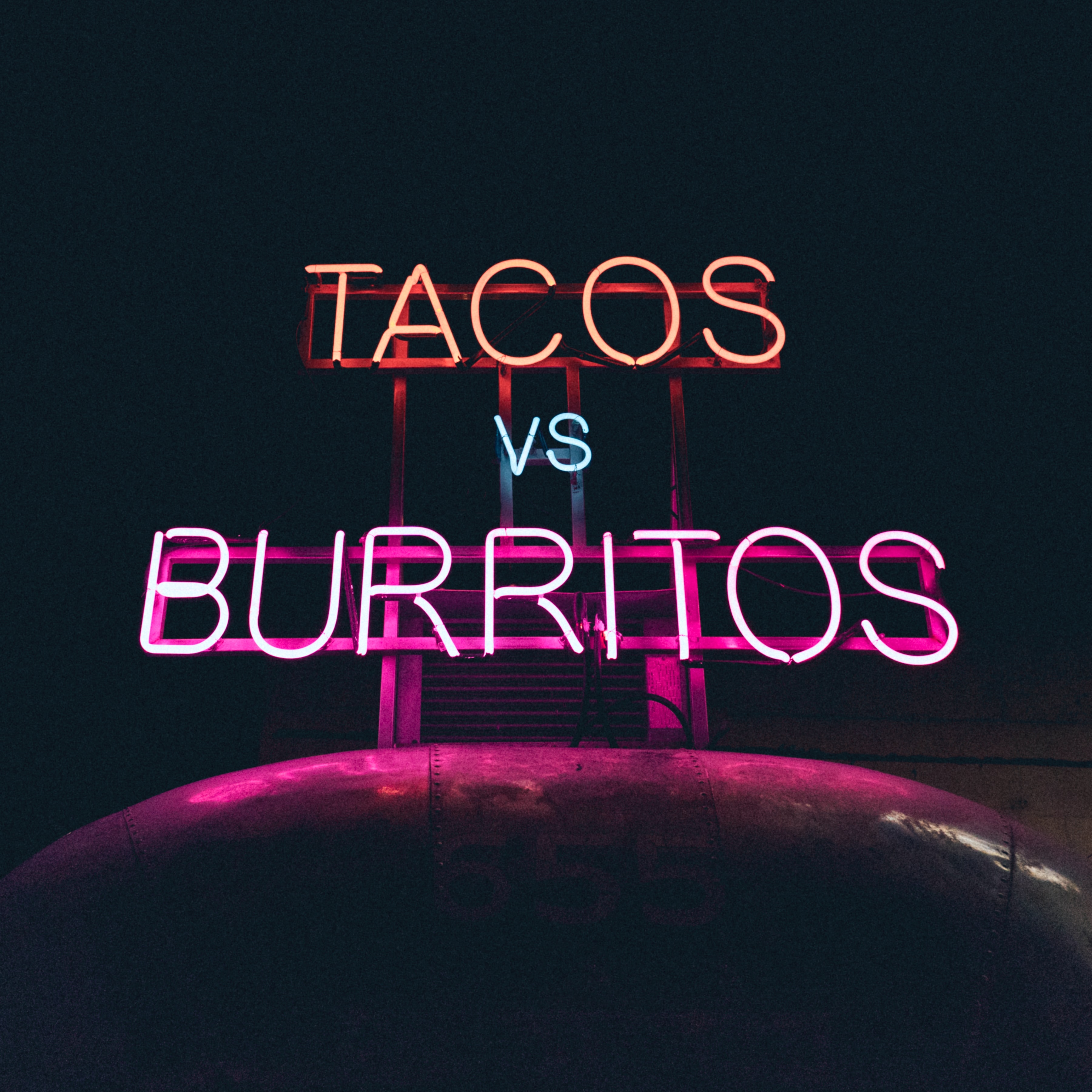 Taco's vs Burrito's neon light